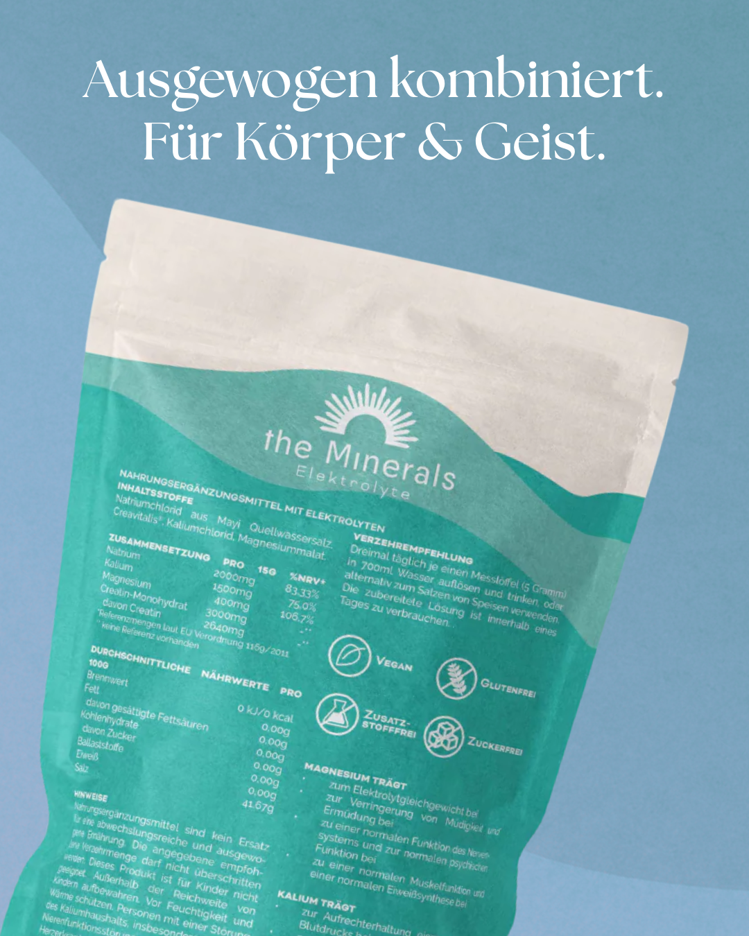 375g Energie Mischung ohne Koffein - Einzigartiger Elektrolyt Energie-Booster mit Creavitalis®