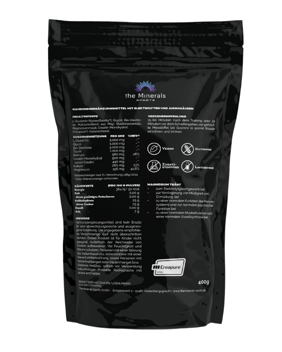 Regenerations Mischung - Elektrolyte mit Glycin, L-Glutamin & Taurin für optimale Regeneration