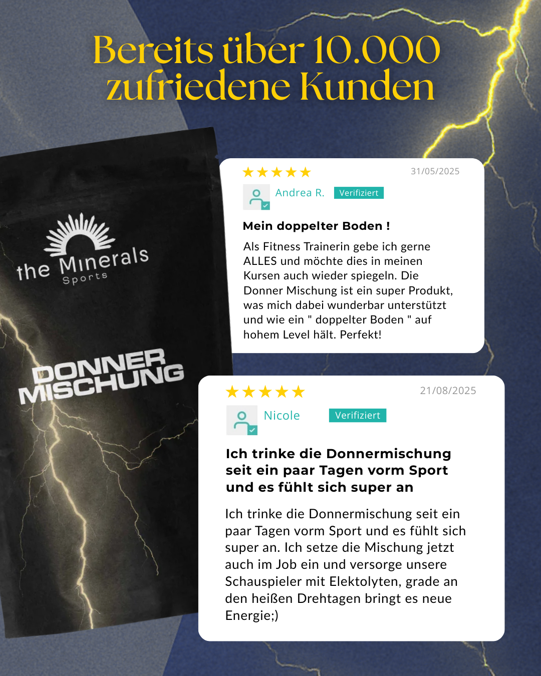 Positive Testimonials der Kunden für das Produkt Donner Mischung