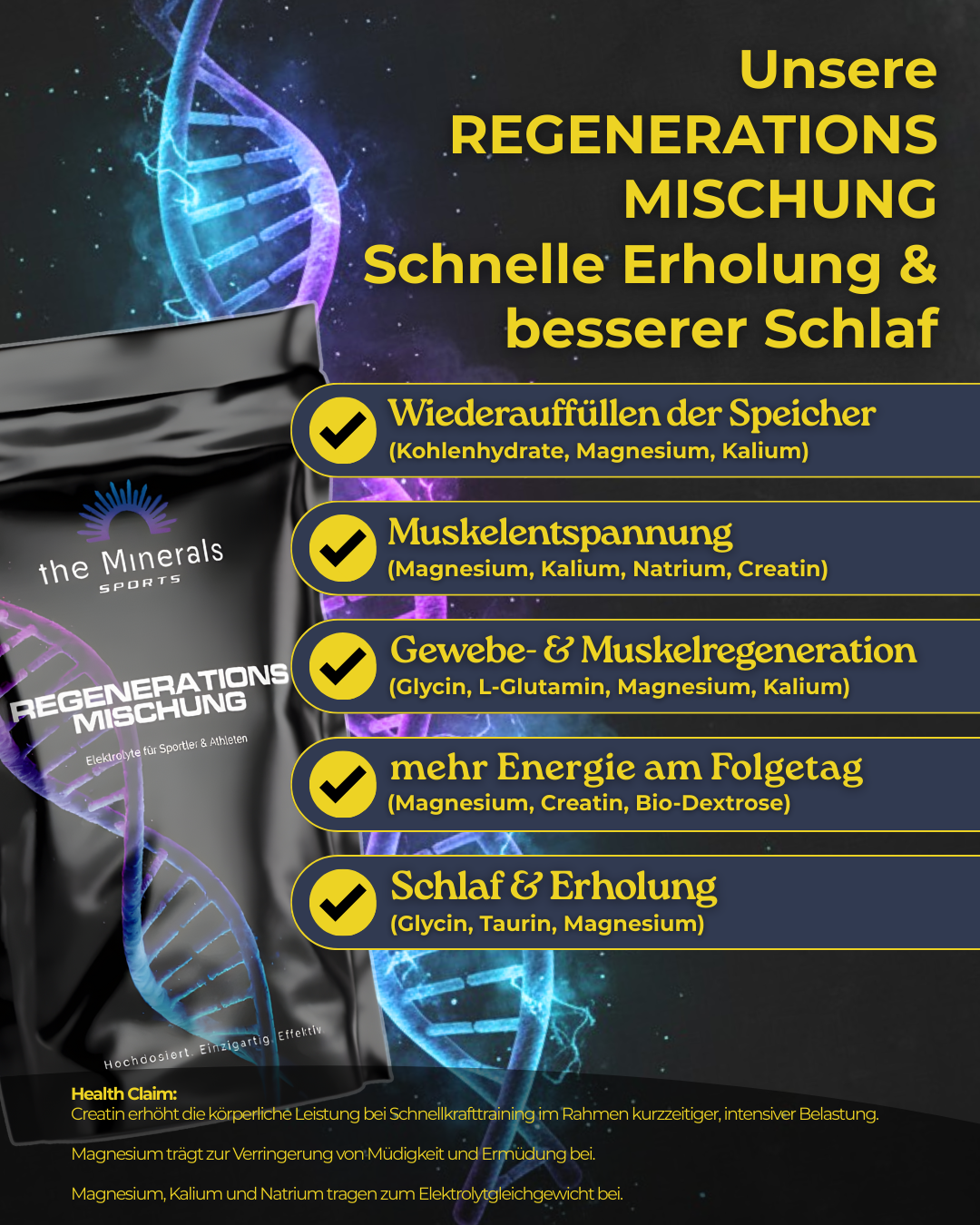 Regenerations Mischung 400g - Elektrolyte mit Glycin, L-Glutamin & Taurin für optimale Regeneration