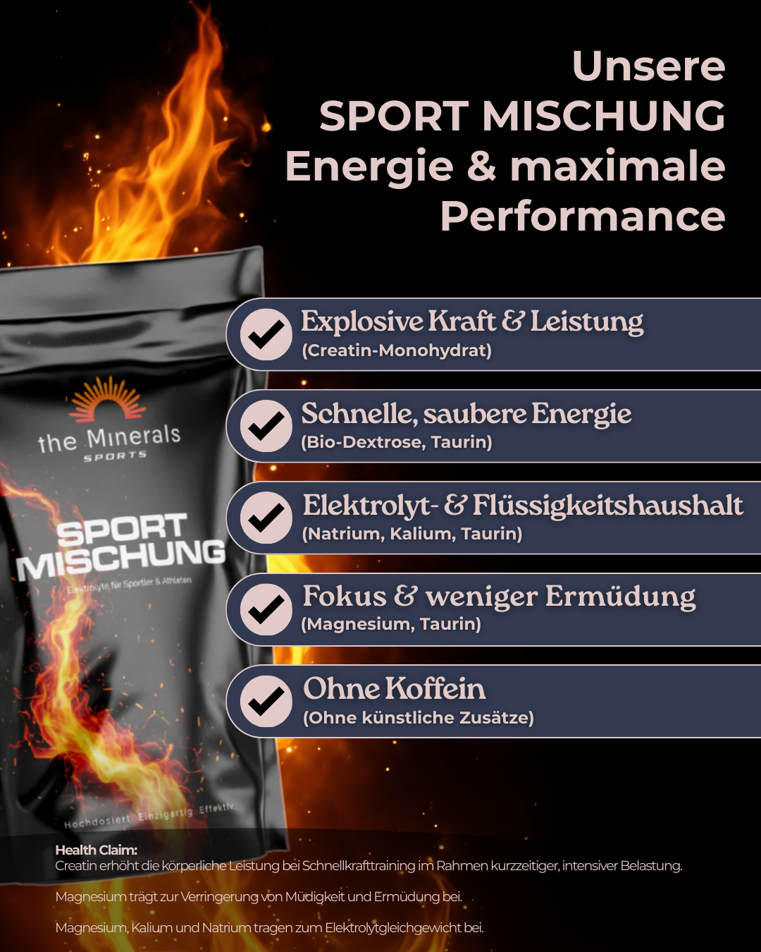 Sport Mischung 425g - Elektrolyte mit Creatin & Taurin für den täglichen Sport